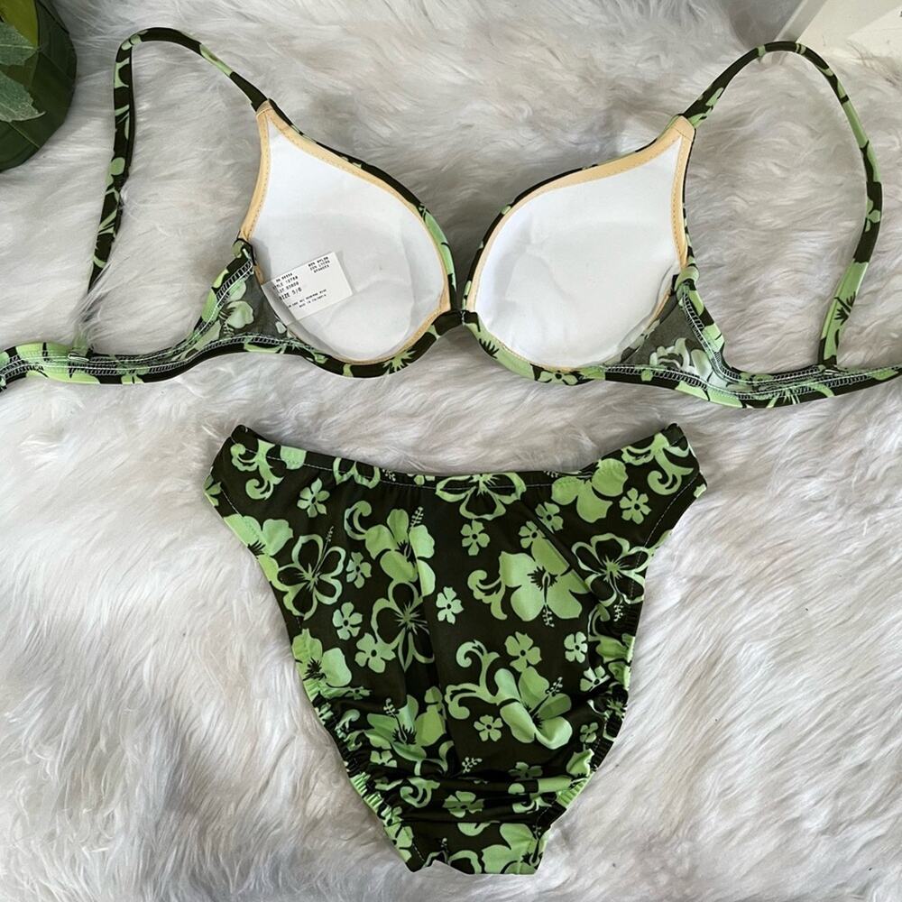 NEW Spiegel Vintage 90s Floral Padded Push Up Cheeky Bikini Swimsuit 5/6 NWOT - Picture 2 of 16